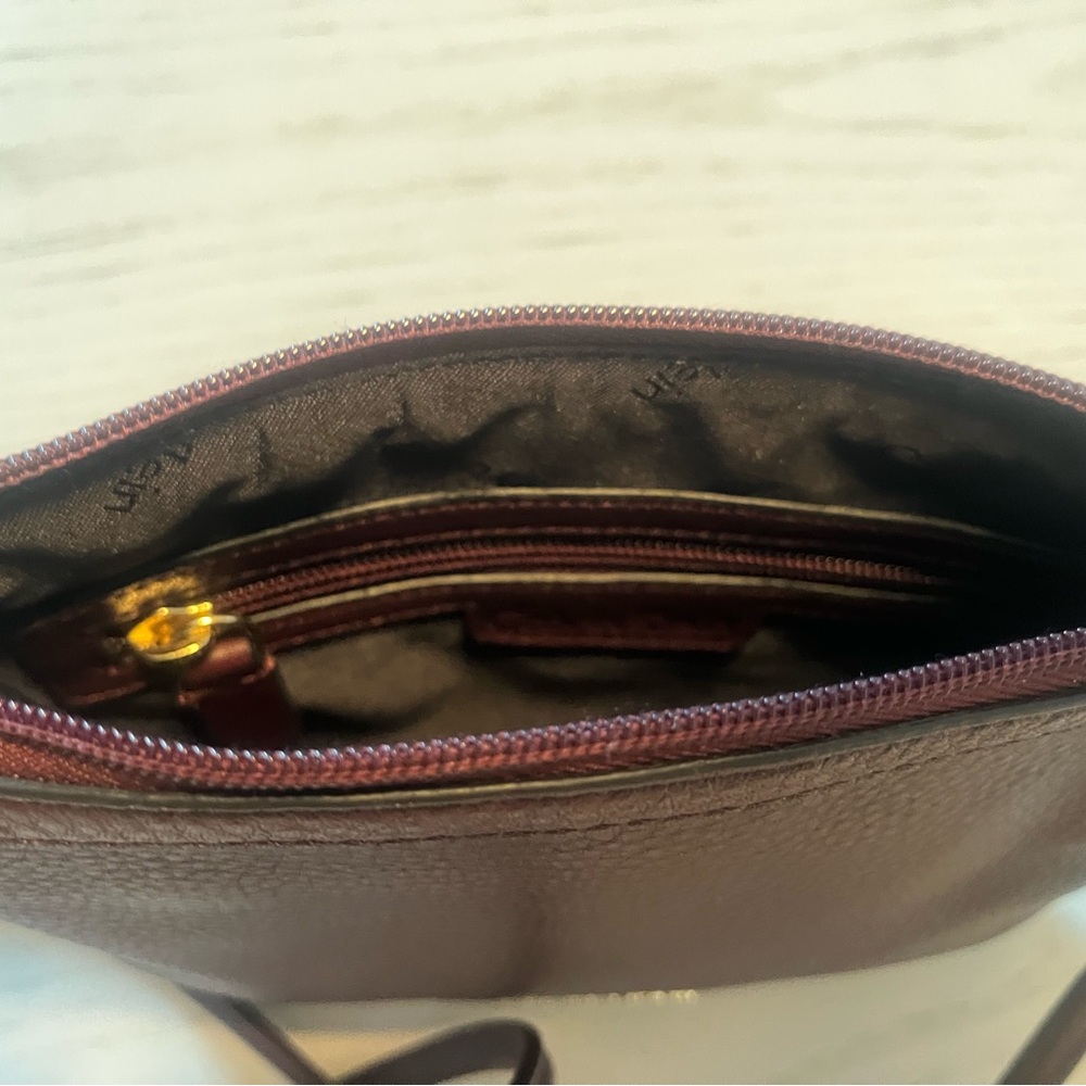 Calvin Klein Burgundy Pebbled Leather Crossbody Bag - Picture 6 of 10